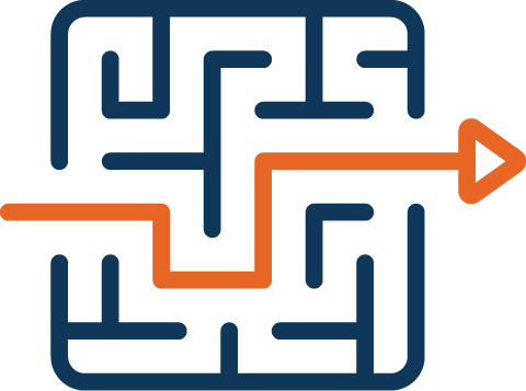 simple maze with solution line