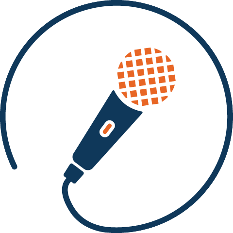 graphic of a microphone inside a circle