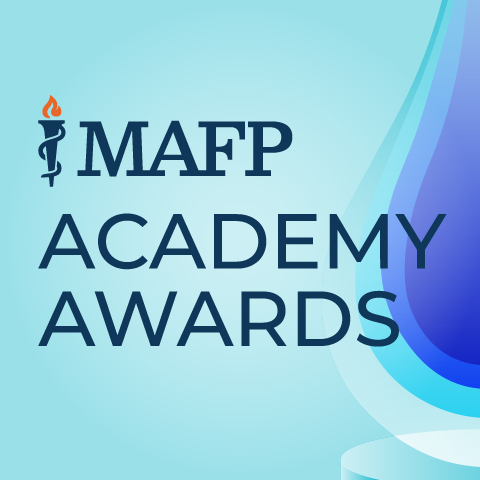text MAFP Academy Awards with part of a stylized trophy