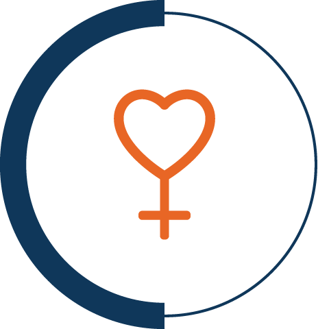 line drawing of the symbol for woman with a heart instead of a circle